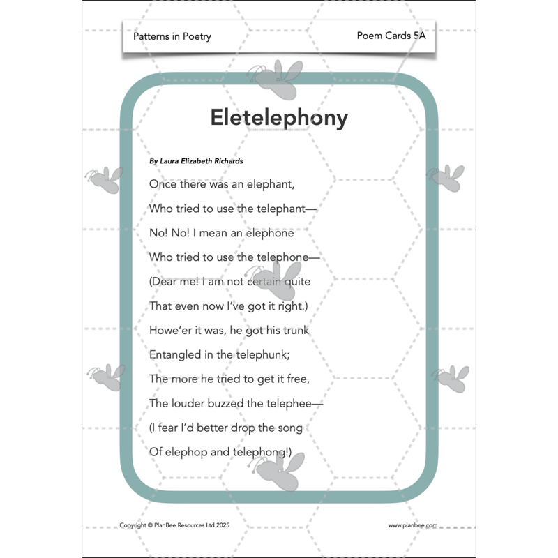 PlanBee Year 3 Patterns in Poetry | Investigating Types of Poems