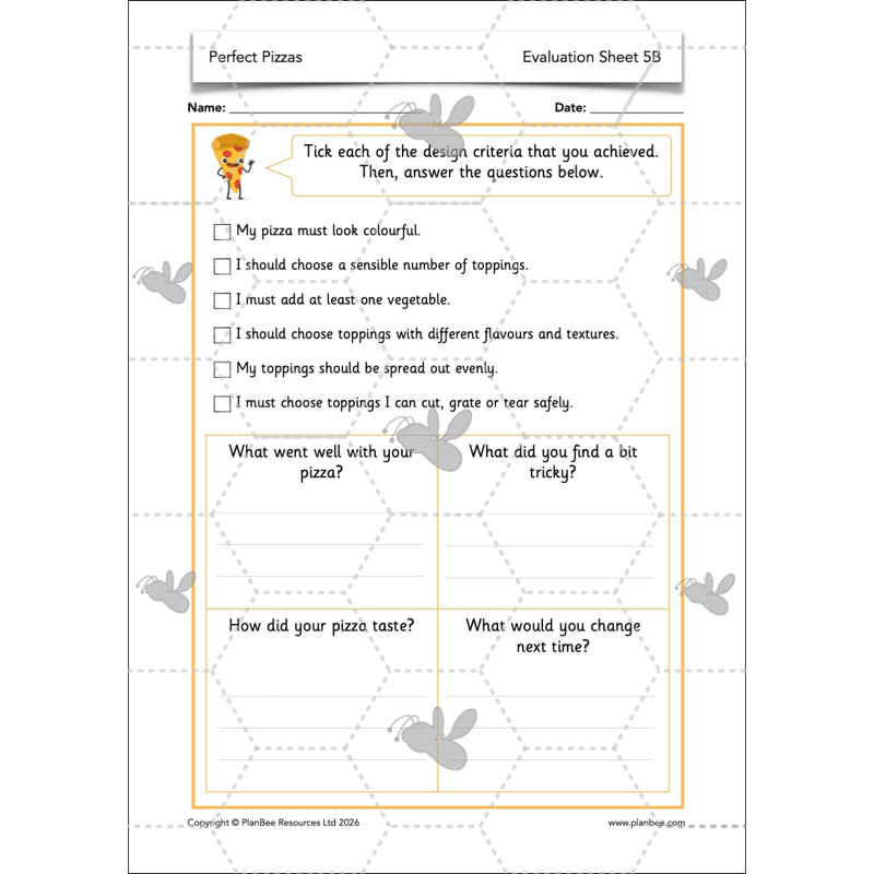 PlanBee Perfect Pizzas KS1 DT Lesson Pack
