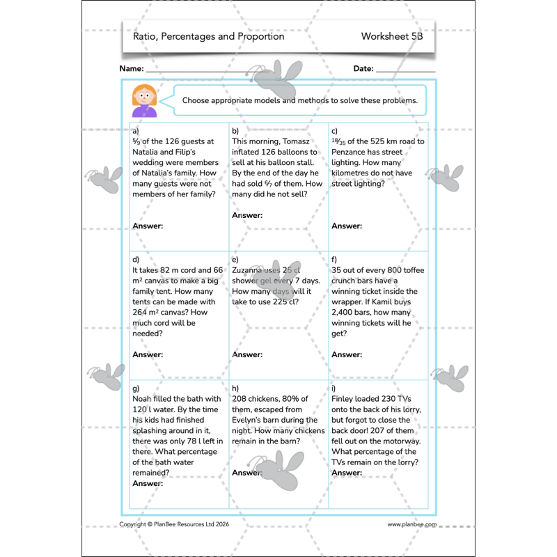 PlanBee Ratio, Percentages and Proportion: Year 6 Maths