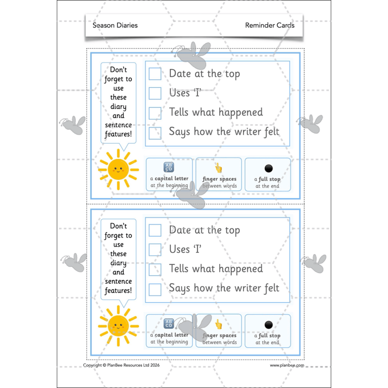 PlanBee Season Diaries | Year 1 English