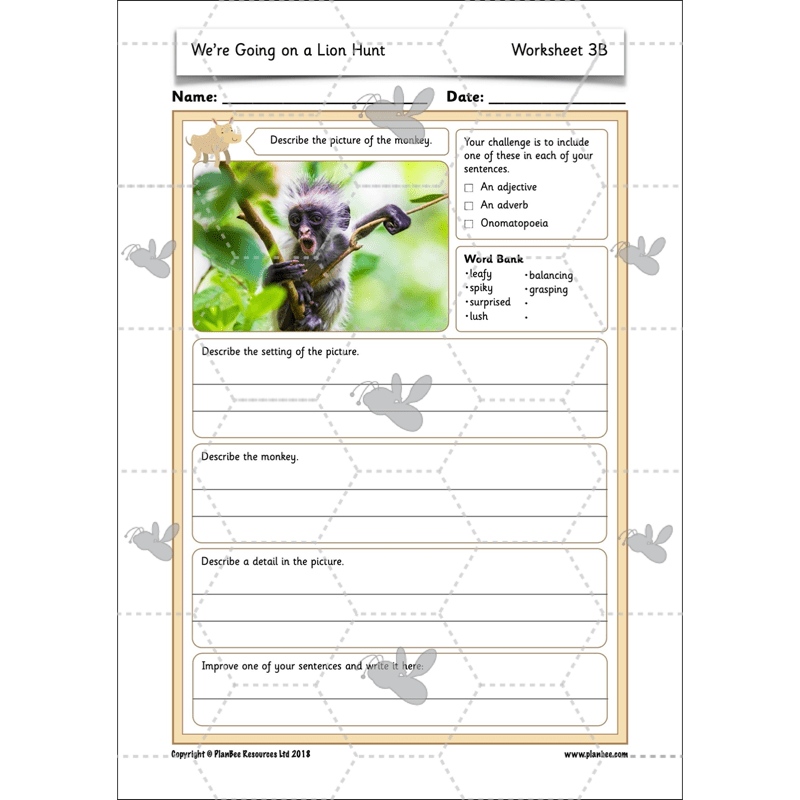 PlanBee We're Going on a Lion Hunt KS1 English Lesson Planning