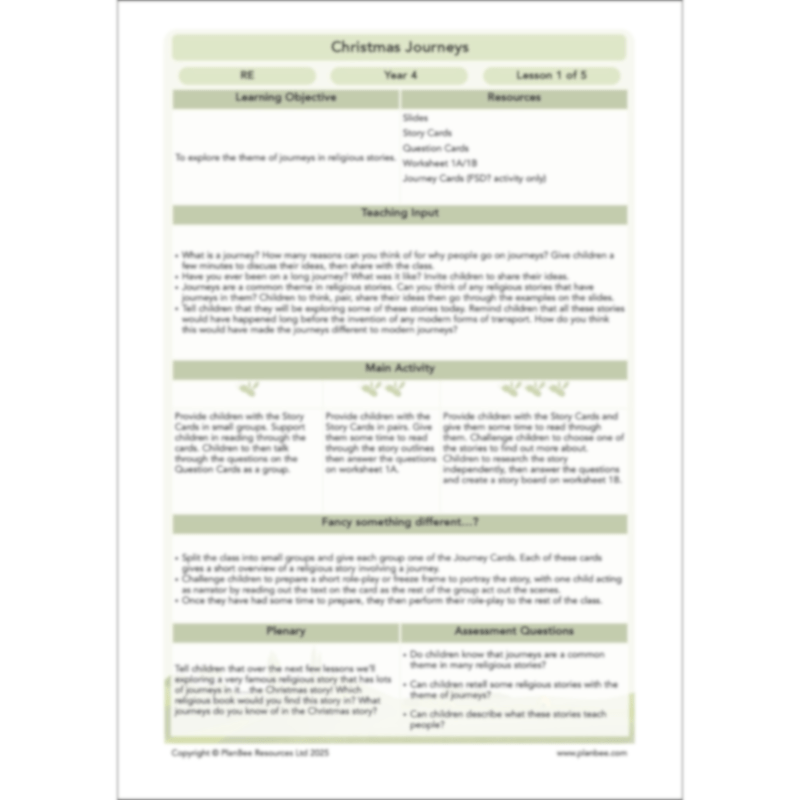PlanBee Christmas Story KS2 RE Lessons for Year 4 by PlanBee
