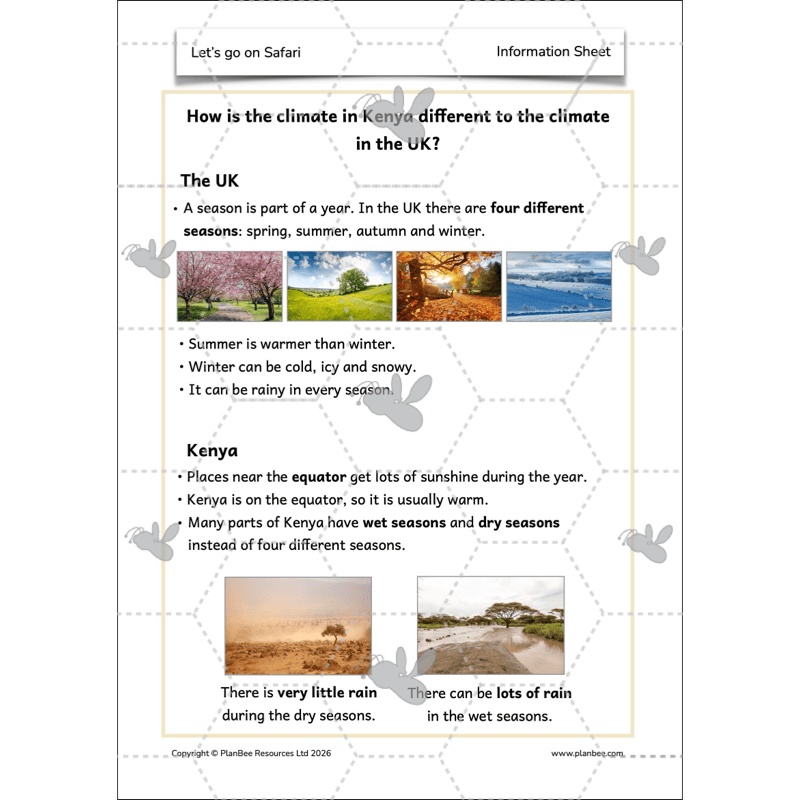 PlanBee Let's go on Safari | Kenya KS1 Geography Lesson Pack