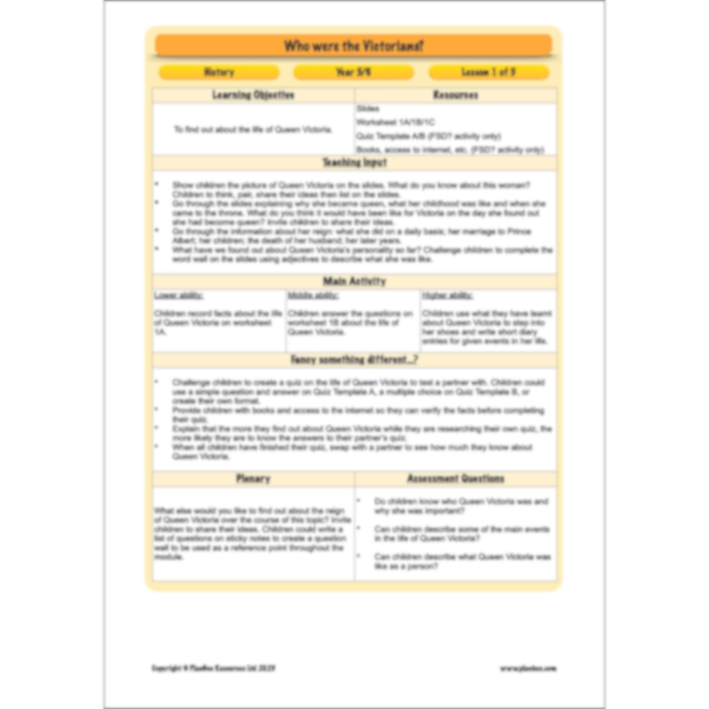 PlanBee Who were the Victorians KS2 History Lessons and Resources