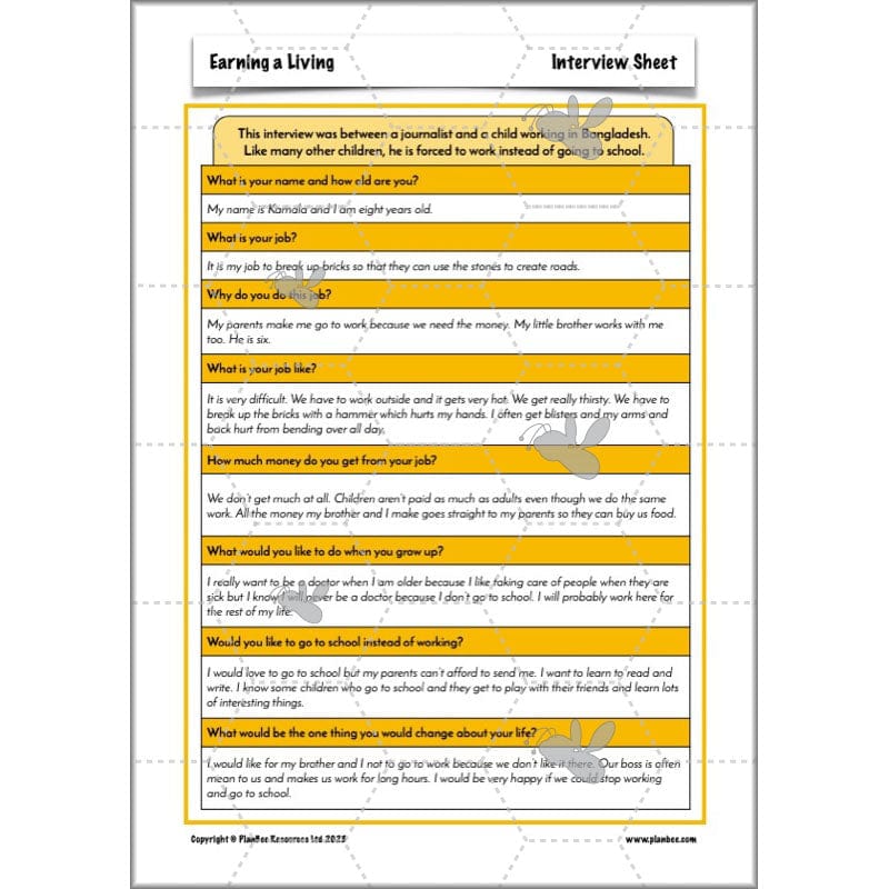 PlanBee Earning a Living: LKS2 Geography planning Year 3 & Year 4