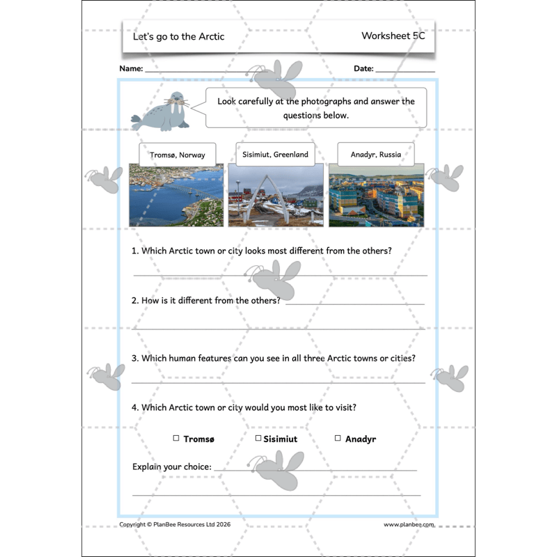 PlanBee Let's go to the Arctic KS1 Geography Lesson Pack