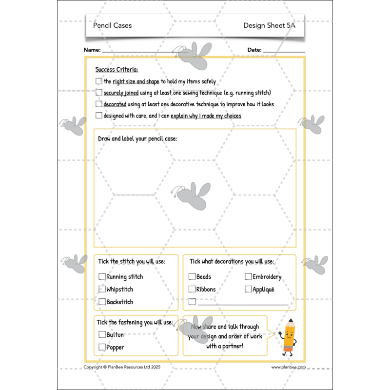 PlanBee Pencil Cases - Textiles: DT Lesson Plans for KS2 Y3/4