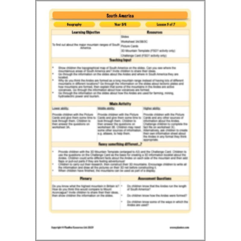PlanBee South America KS2 Geography Lesson Pack by PlanBee