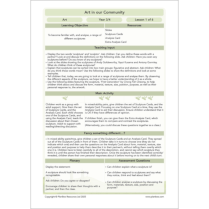 PlanBee Art in our Community | Sculpture KS2 | PlanBee