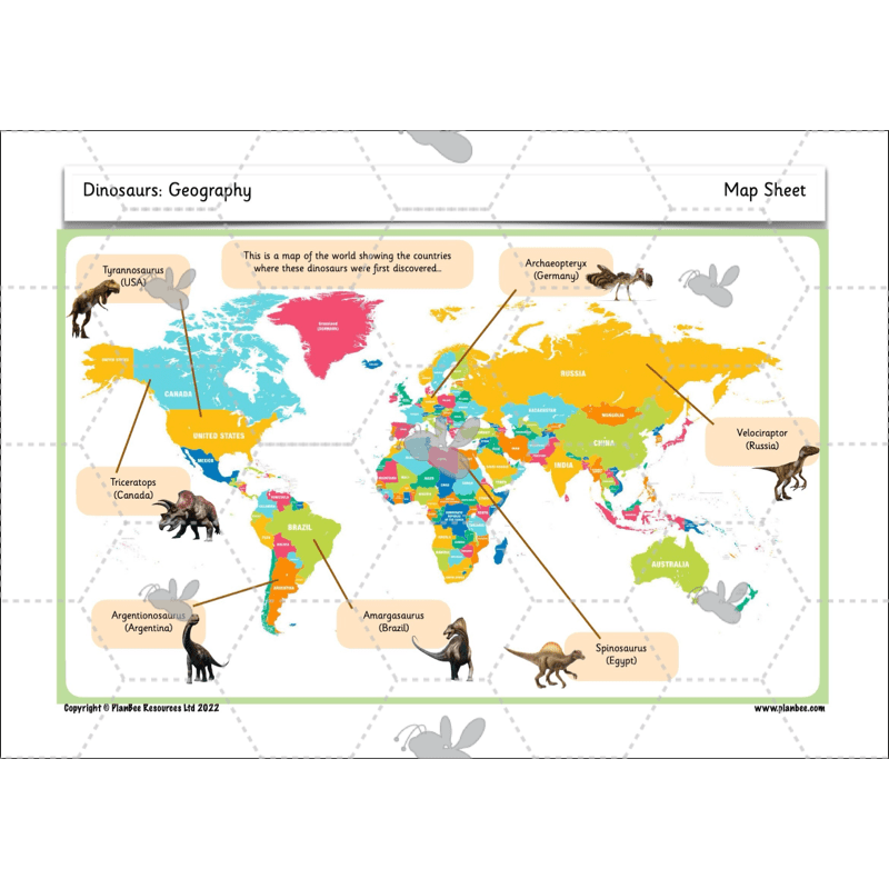 PlanBee Dinosaurs KS1 Topic Enrichment Lesson Pack