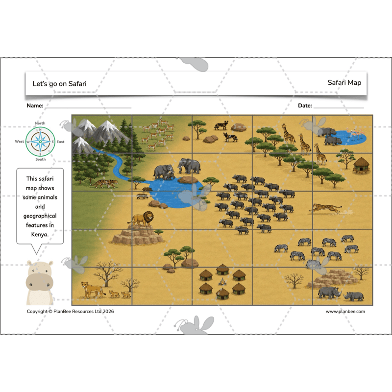 PlanBee Let's go on Safari | Kenya KS1 Geography Lesson Pack