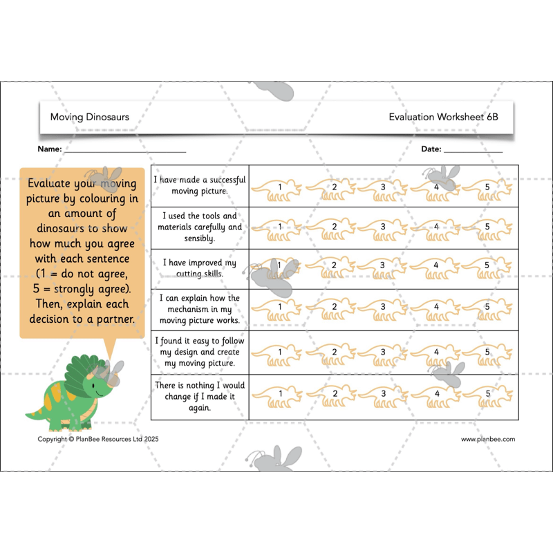PlanBee Moving Dinosaurs KS1 | DT lessons