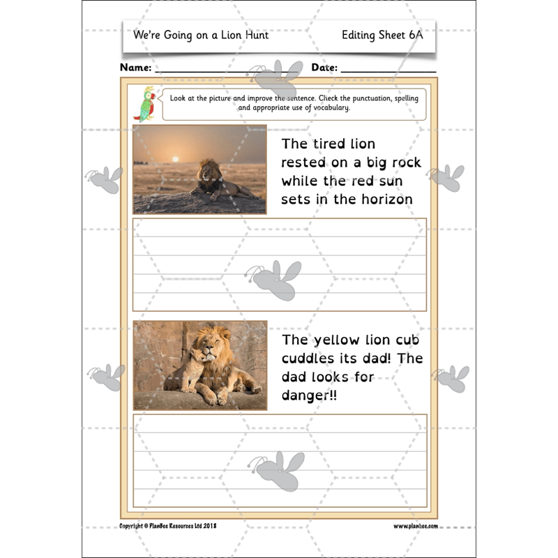 PlanBee We're Going on a Lion Hunt KS1 English Lesson Planning