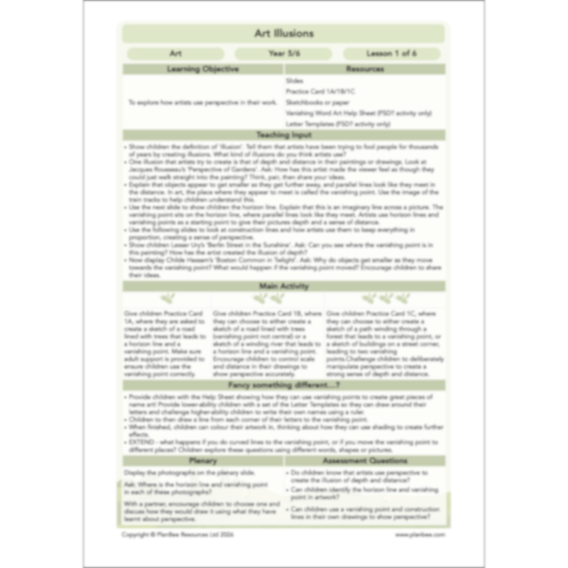 PlanBee Art Illusions | KS2 Art lessons