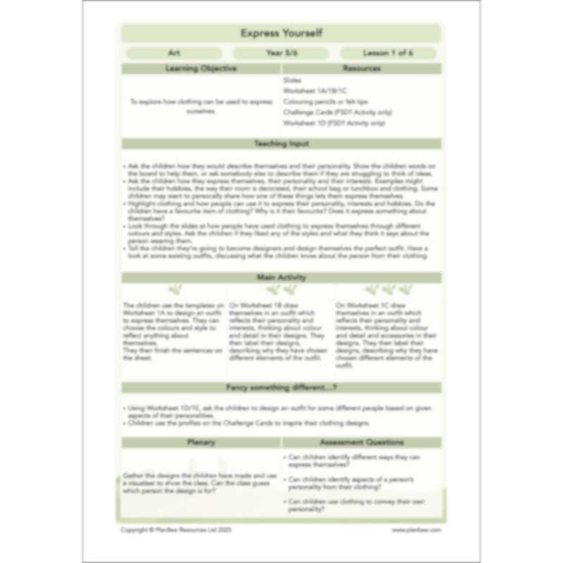 PlanBee Express Yourself Art lessons and resources for KS2 | PlanBee