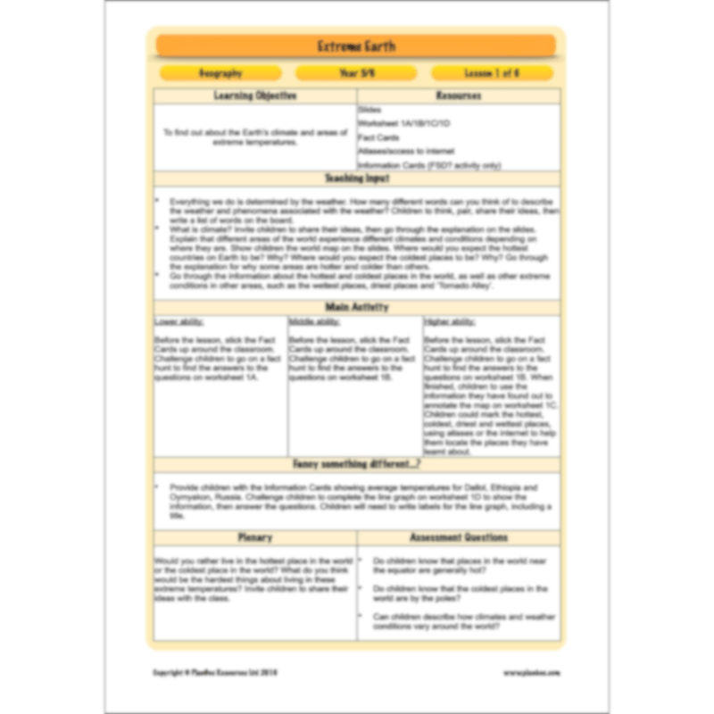 PlanBee Extreme Earth KS2 Lesson Planning Pack