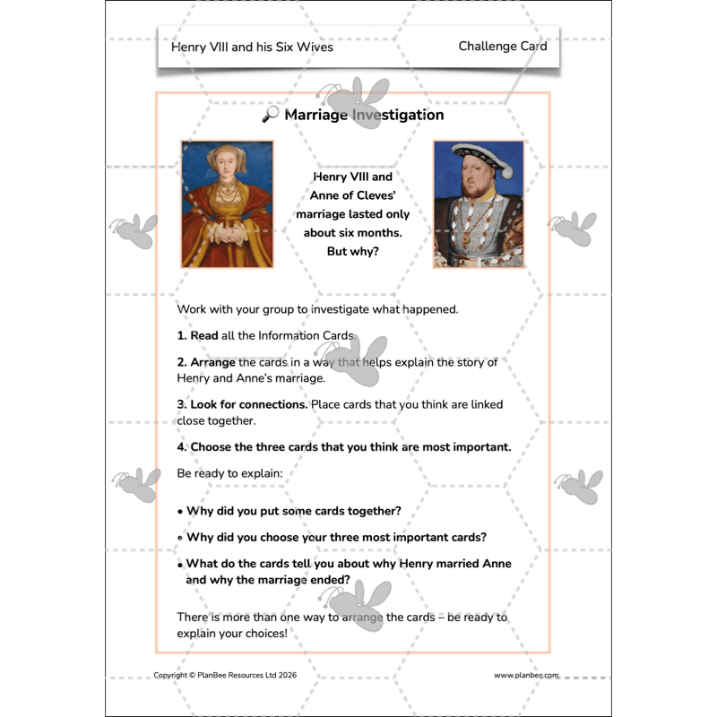 PlanBee Henry VIII and his Six Wives KS2 History Lessons