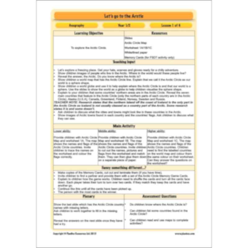 PlanBee Let's go to the Arctic KS1 Geography Lessons and Resources