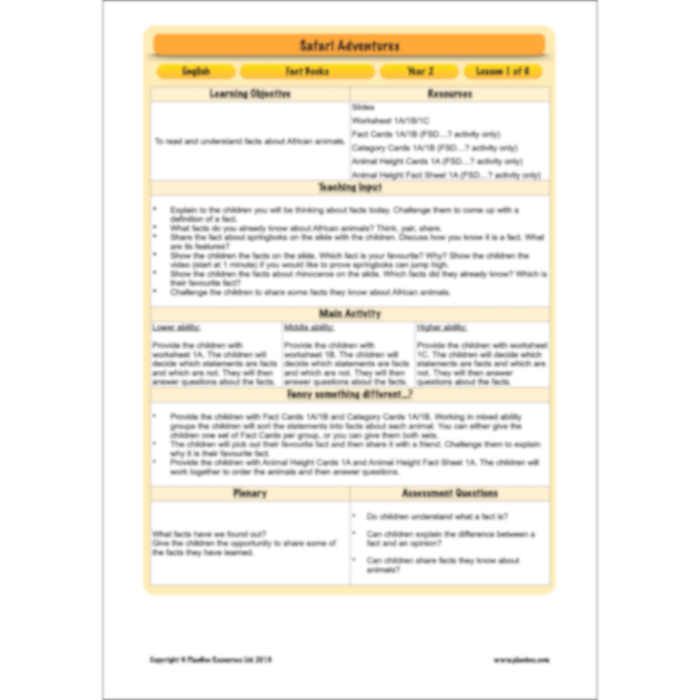 PlanBee Safari Adventures KS1 | English Lesson Pack