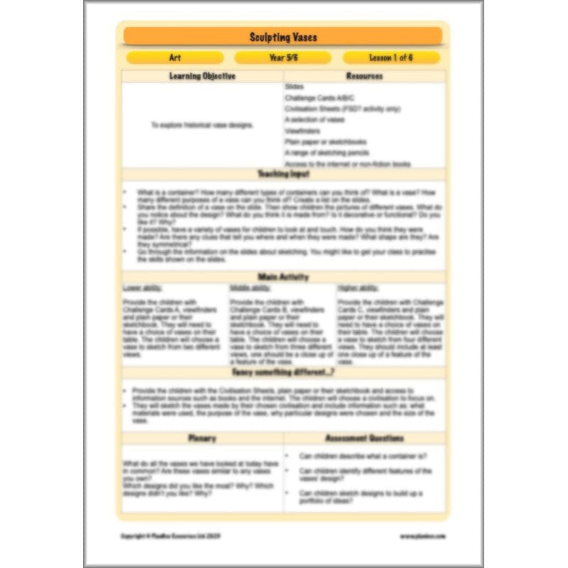 PlanBee Sculpting Vases - Sculpture Art Lessons for KS2 | Year 5 & Year 6