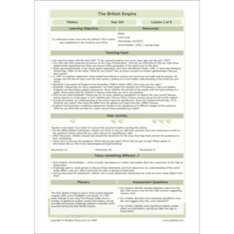 PlanBee British Empire KS2 Resources 