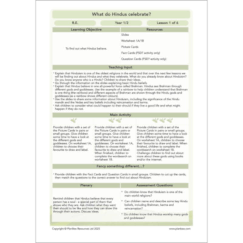 PlanBee What do Hindus Celebrate? Hindu Celebrations KS1 RE