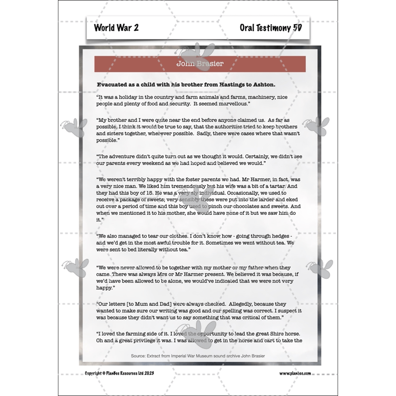 PlanBee Upper KS2 World War 2 History Planning and Resources