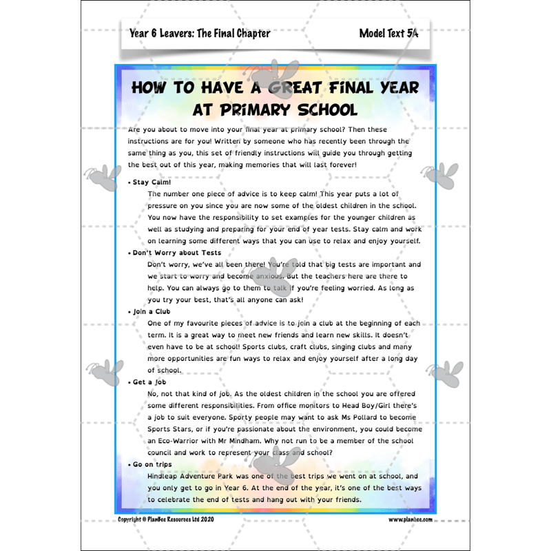 PlanBee Year 6 Leavers: The Final Chapter | KS2 English Pack