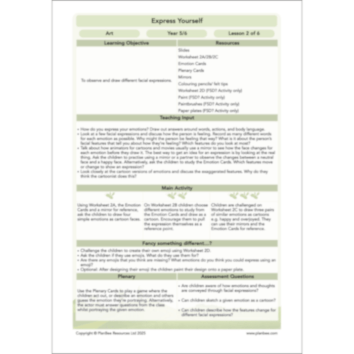 PlanBee Express Yourself Art lessons and resources for KS2 | PlanBee