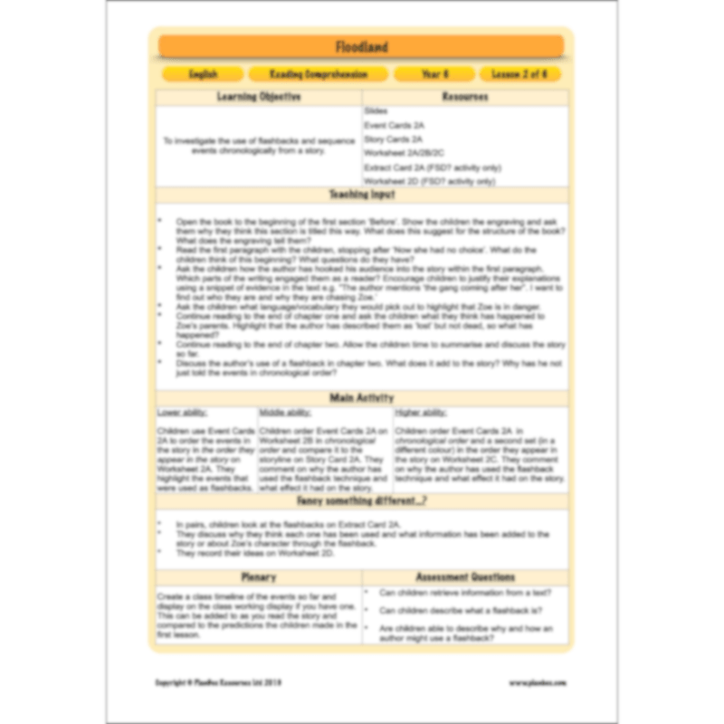 PlanBee Floodland: Reading Comprehension KS2 | Year 6 English Pack