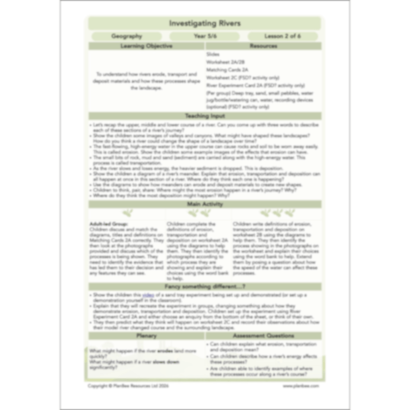 PlanBee Investigating Rivers KS2 Geography lessons by PlanBee