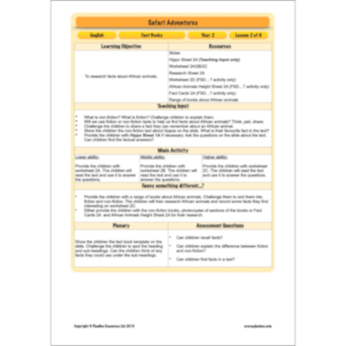 PlanBee Safari Adventures KS1 | English Lesson Pack