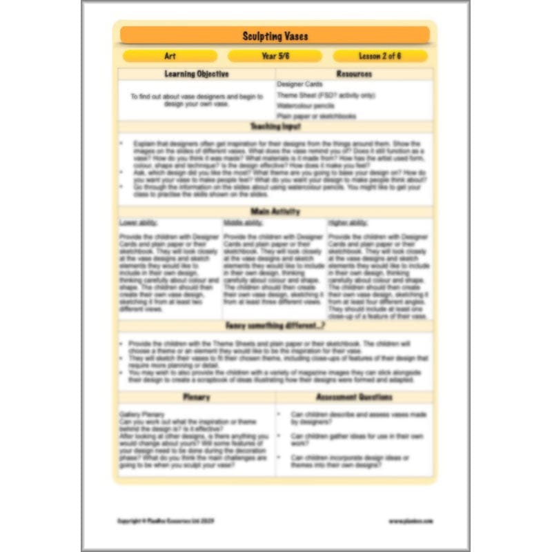 PlanBee Sculpting Vases - Sculpture Art Lessons for KS2 | Year 5 & Year 6