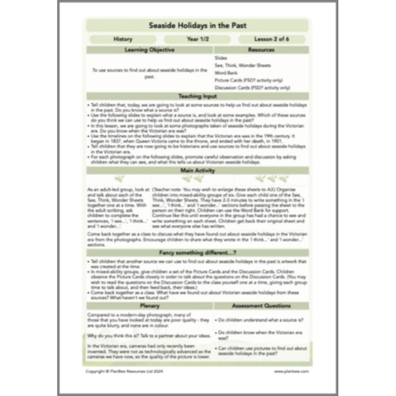 PlanBee Seaside Holidays in the Past KS1 History Lessons | PlanBee