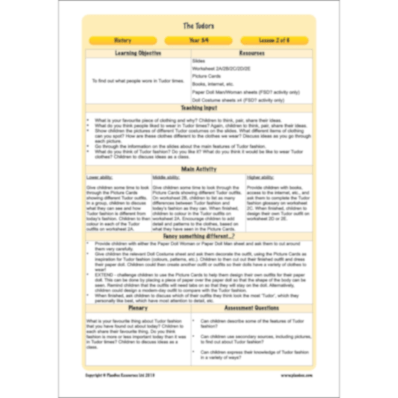 PlanBee The Tudors KS2 History Lessons and Resources