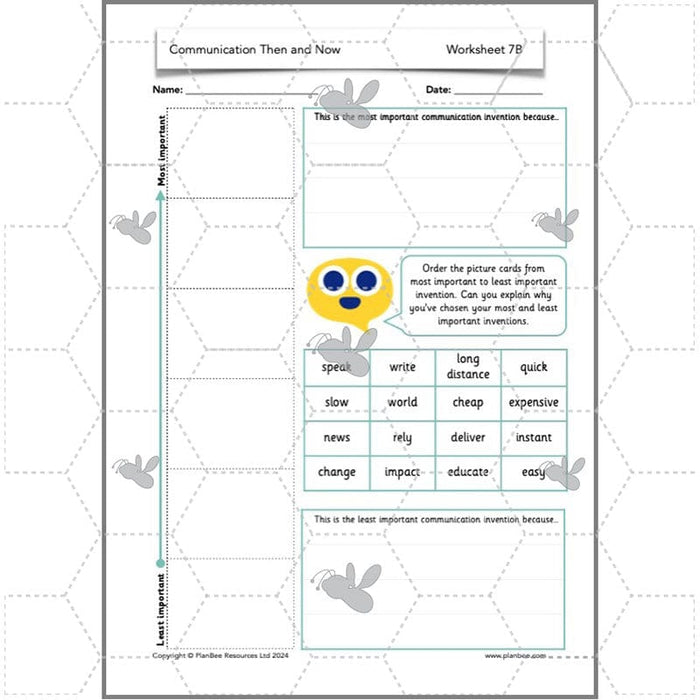 PlanBee Communication Then and Now: Primary History Plans for KS1