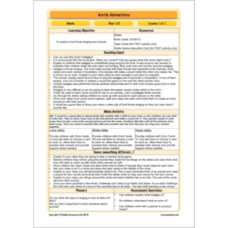 PlanBee In the Arctic Topic KS1 Enrichment Lesson Pack