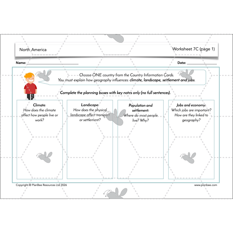 PlanBee North America KS2 Geography Lesson Pack