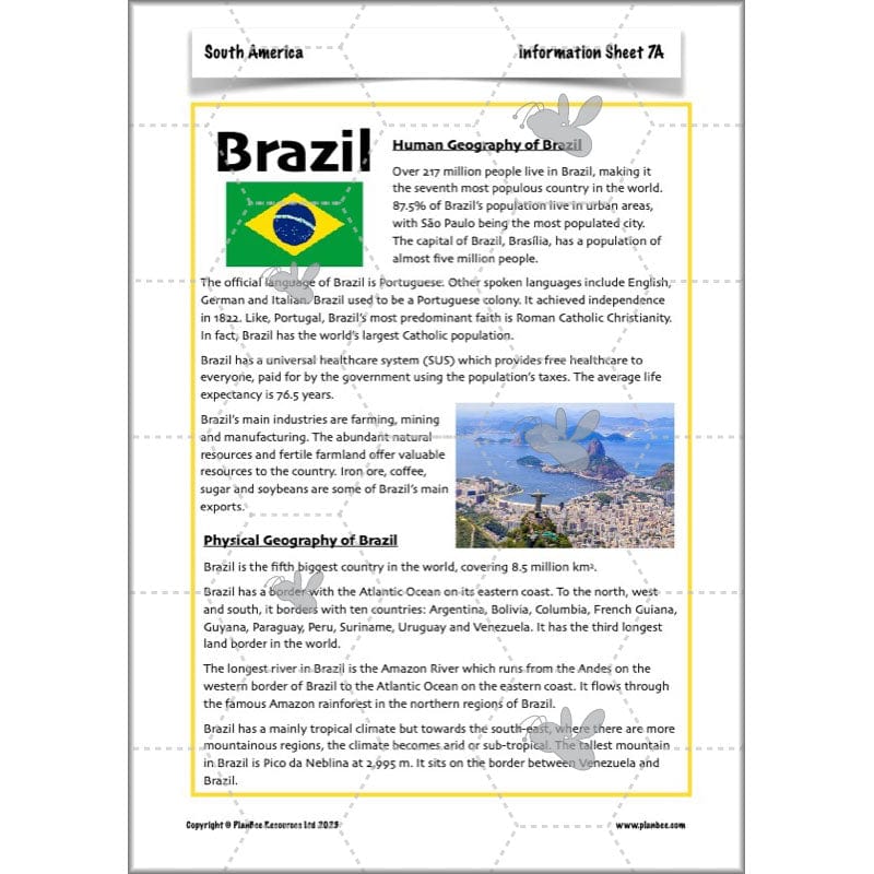 PlanBee South America KS2 Geography Lesson Pack by PlanBee