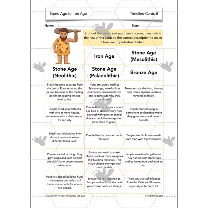 Stone Age to Iron Age Year 3 and 4 | History Lessons KS2 — PlanBee