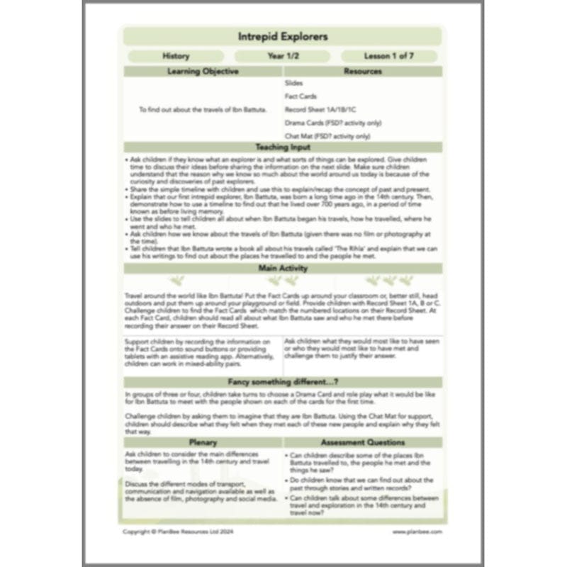 PlanBee Intrepid Explorers | KS1 History Lesson Pack by PlanBee