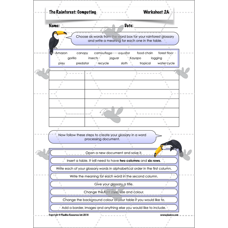 PlanBee The Rainforest Topic KS2 Enrichment Lesson Pack
