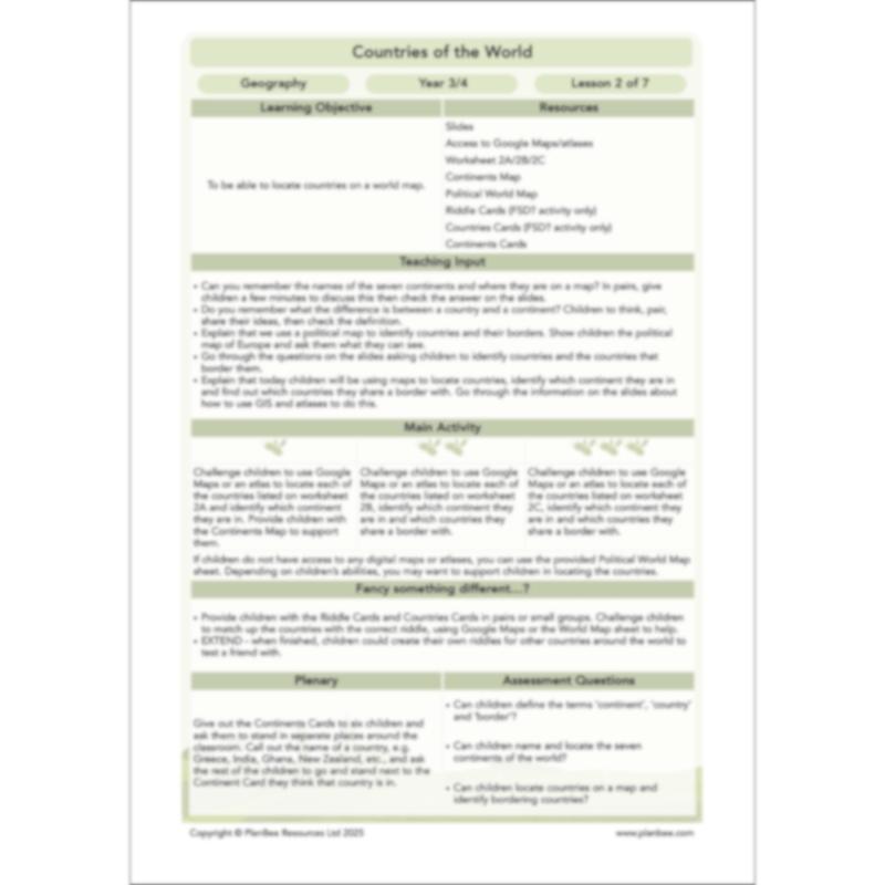 PlanBee Countries of the World | KS2 Geography Lessons PlanBee 