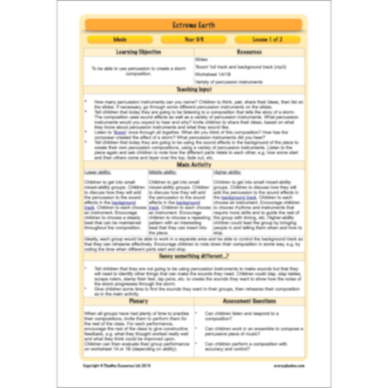 PlanBee Extreme Earth Topic KS2 Enrichment Lesson Pack