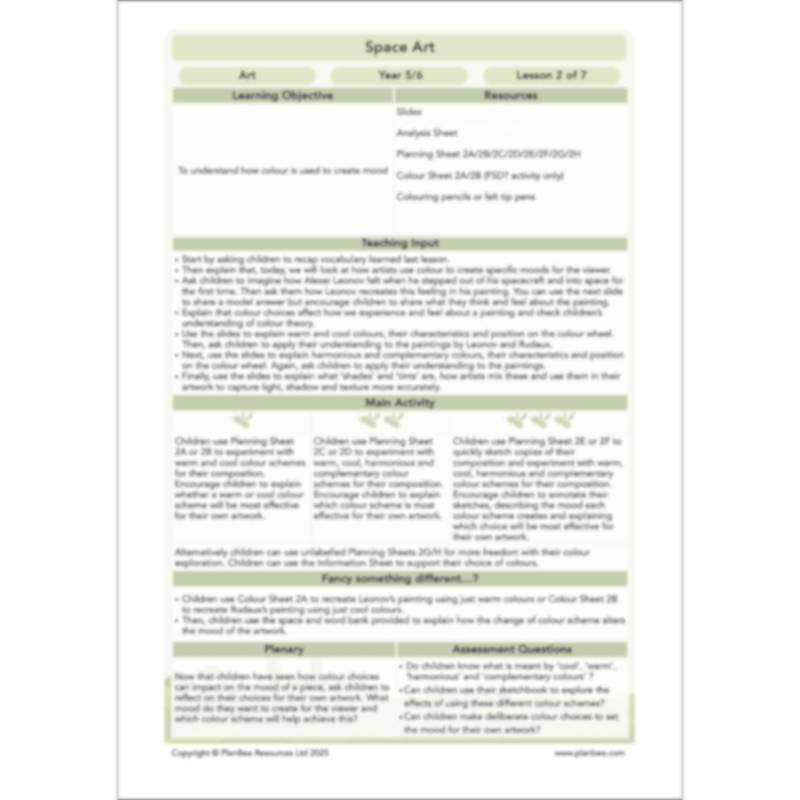 PlanBee Space Art KS2 | Year 5/6 Lessons