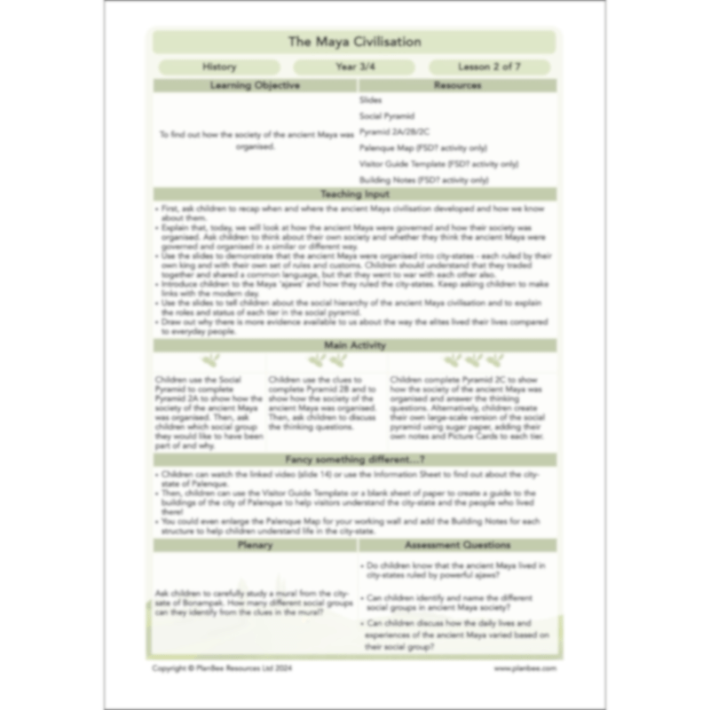 PlanBee The Maya Civilisation KS2 History Lessons and Resources