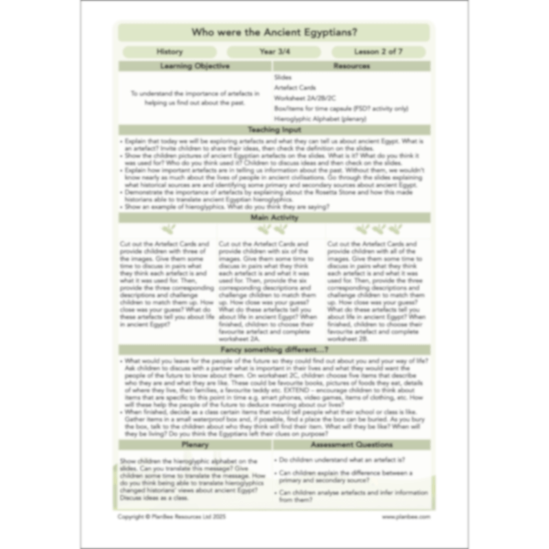 PlanBee Who were the Ancient Egyptians? KS2 History Lesson Pack
