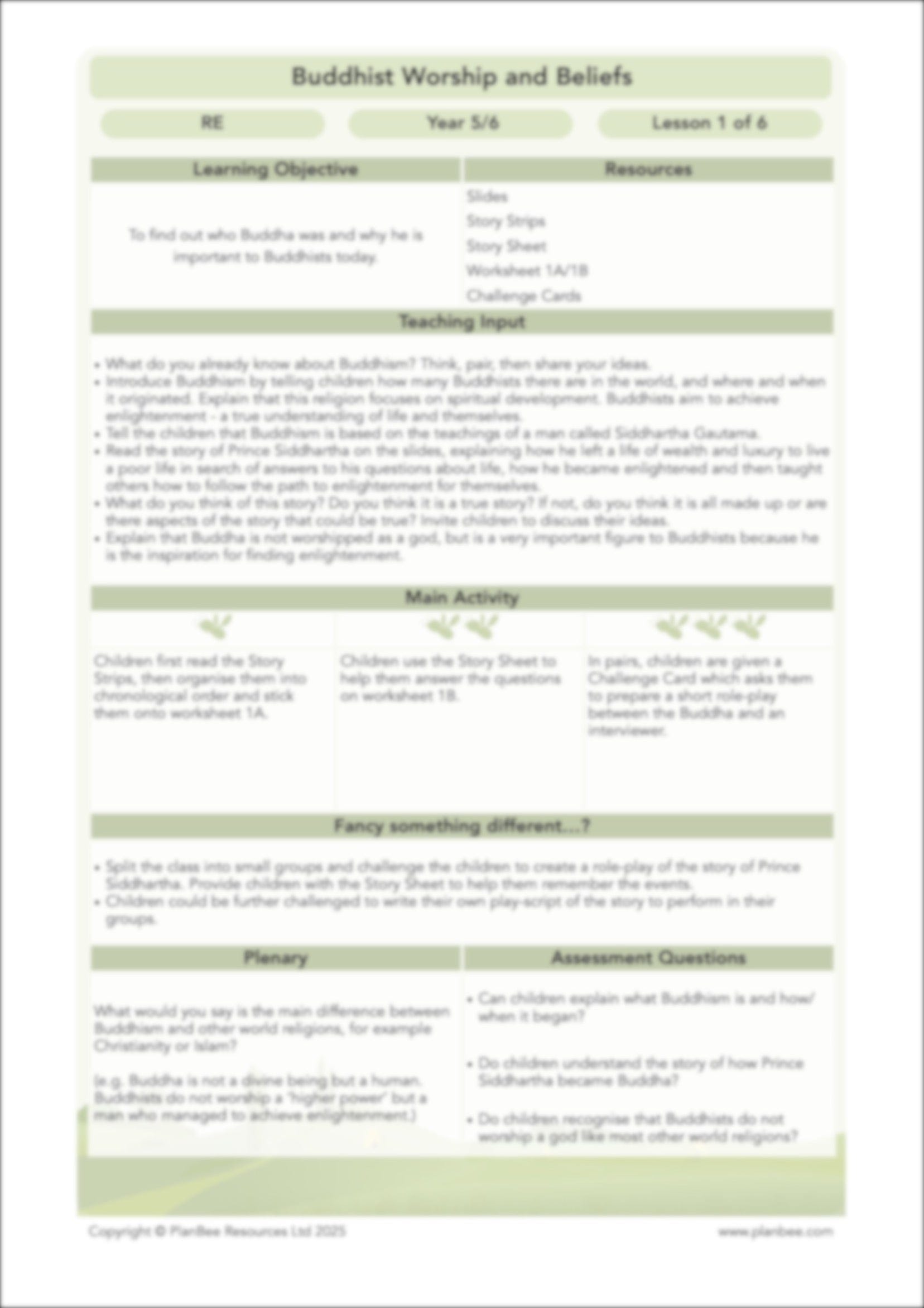 PlanBee Buddhist Worship and Beliefs - Buddhism KS2 RE by PlanBee