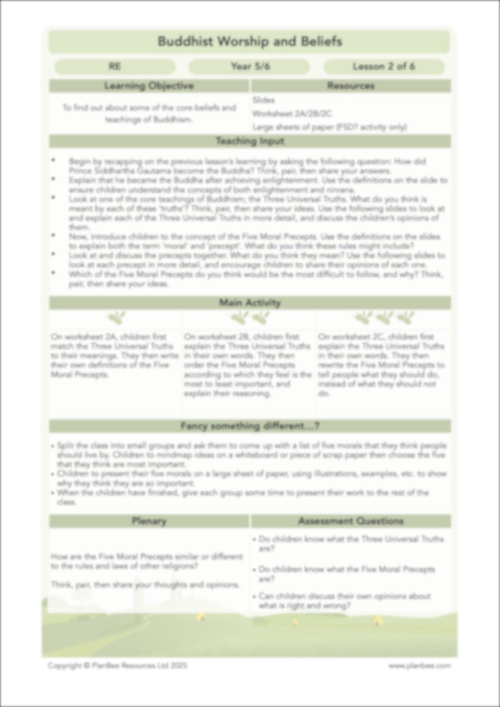 PlanBee Buddhist Worship and Beliefs - Buddhism KS2 RE by PlanBee