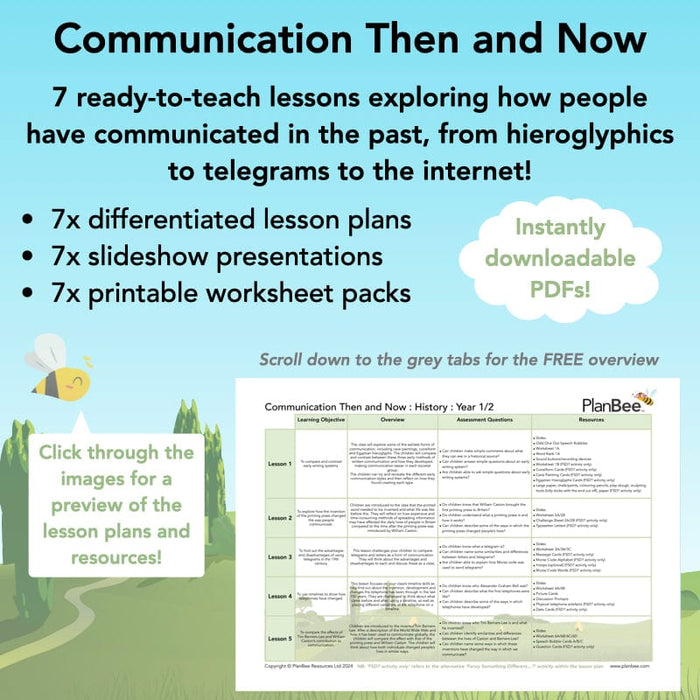 PlanBee Communication Then and Now: Primary History Plans for KS1